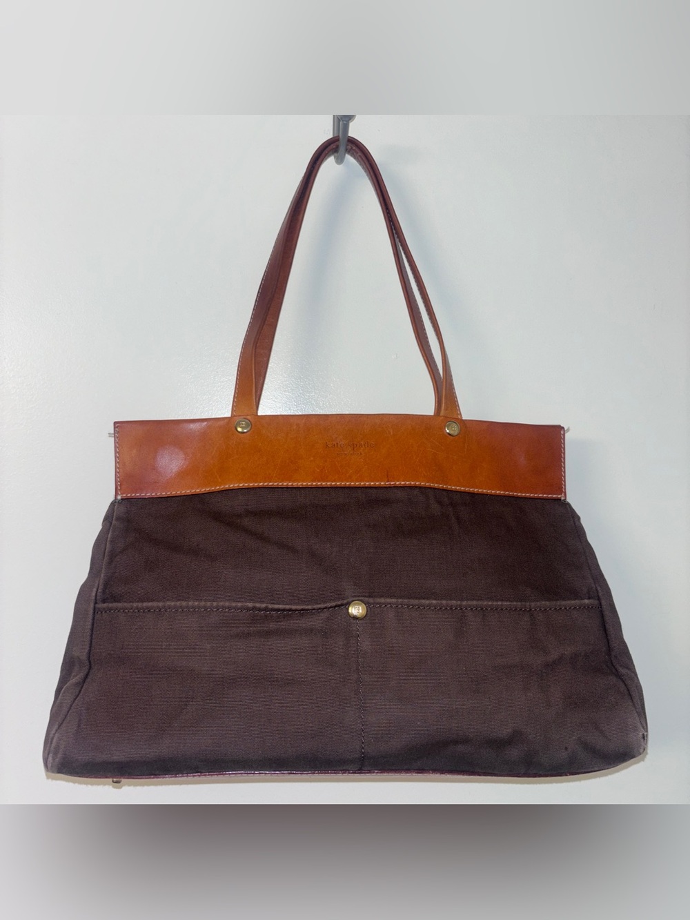 RARE Vintage♠️Kate Spade♠️Canvas With Leather Trim Handbag
